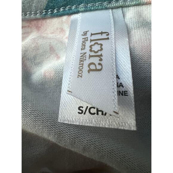 FLORA NIKROOZ WOMENS SMALL JADE FLORAL PRINTED LONG SLEEVE PAJAMA TOP ONLY GREY - Picture 3 of 11